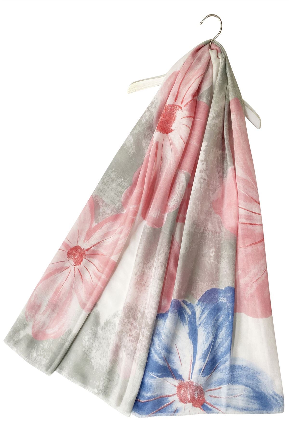 Bavlněná Šála-šátek, 85 cm x 180 cm, Květinový vzor, Korál