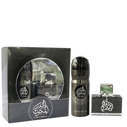 100 ml Eau de Parfum Al Dur Al Maknoon + 200 ml Deo Dárkový Set Orientální Květinová Ovocná Vůně pro Muže