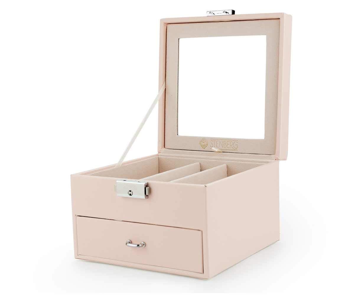 Elegantní Šperkovnice a Organizér se Zrcadlem, Růžová 4 