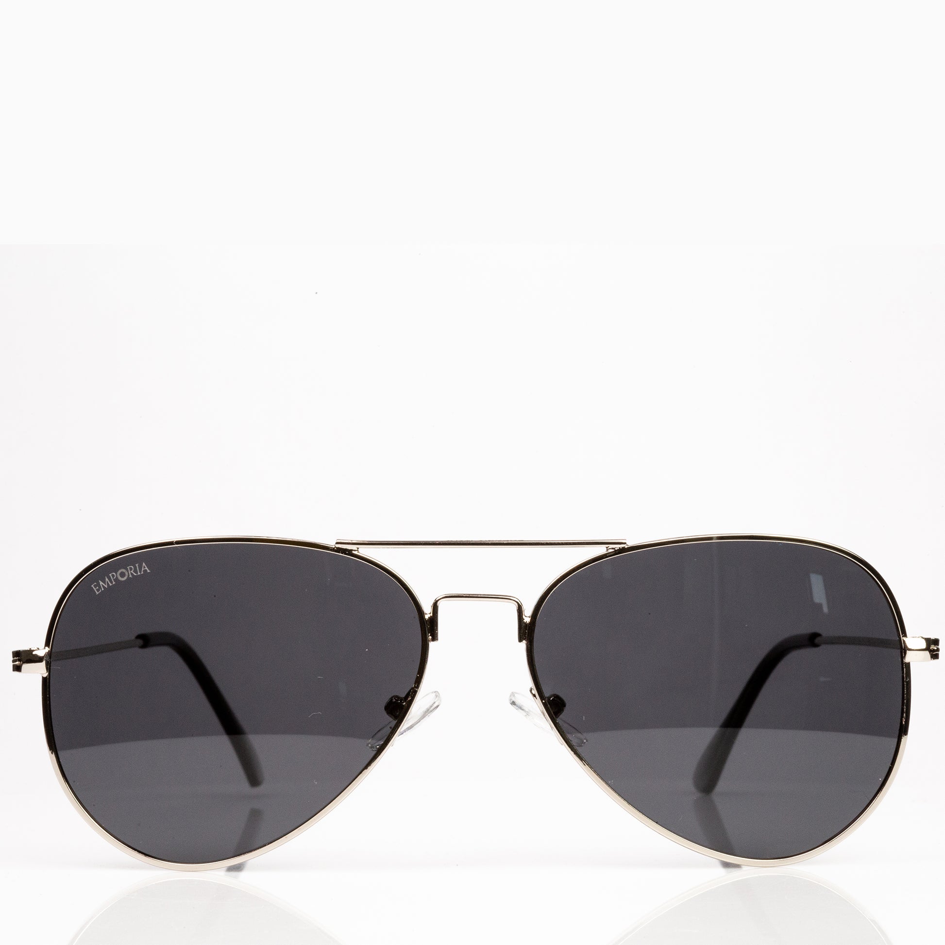 Emporia Italy - série Aviator "ŠÉF", polarizované sluneční brýle s UV filtrem, s pevným pouzdrem a čisticím hadříkem, tmavě šedé čočky, obroučky stříbrné barvy 3 