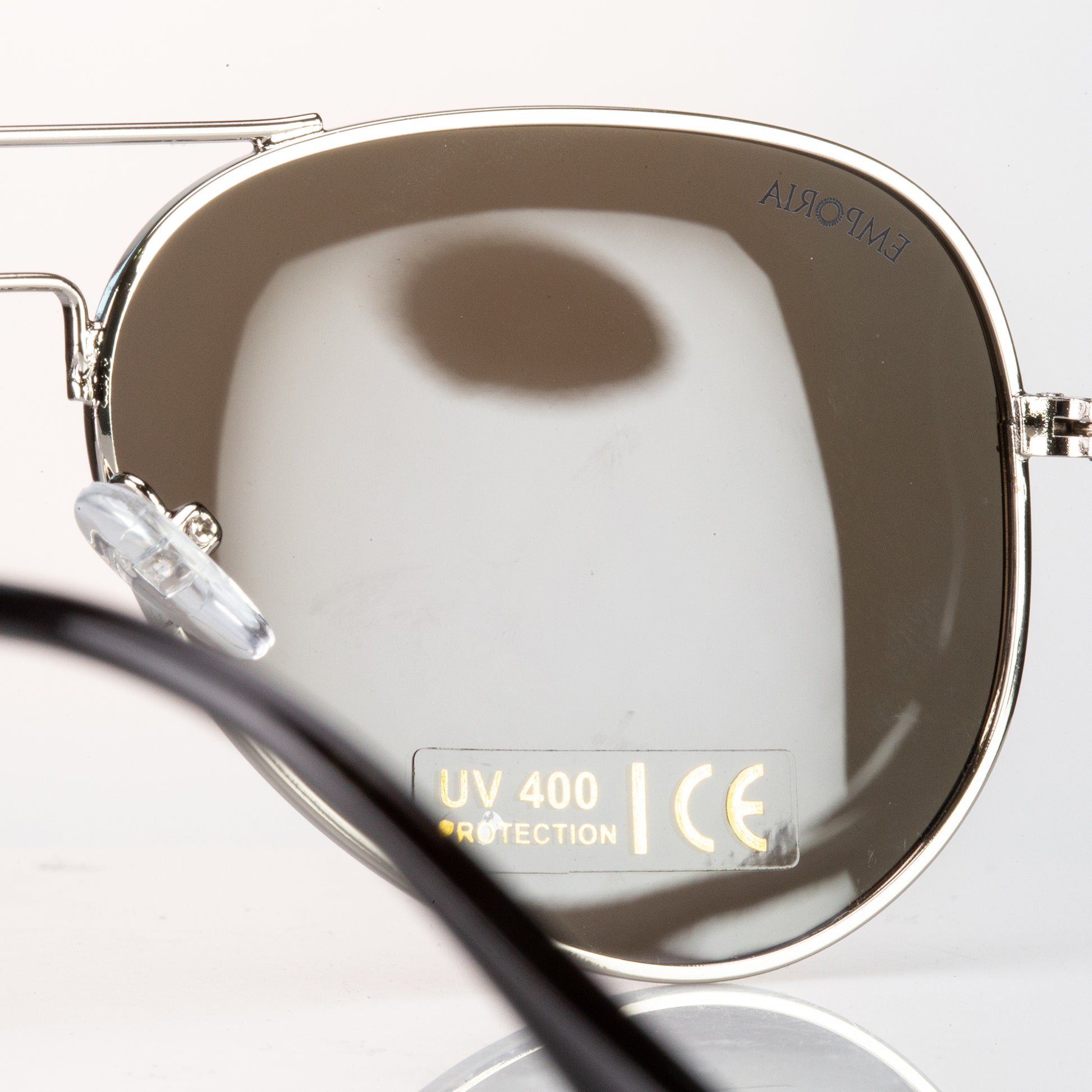 Emporia Italy - série Aviator "LAGUNA", polarizované sluneční brýle s pevným pouzdrem a čisticím hadříkem, modrofialové čočky, obroučky stříbrné barvy 5 