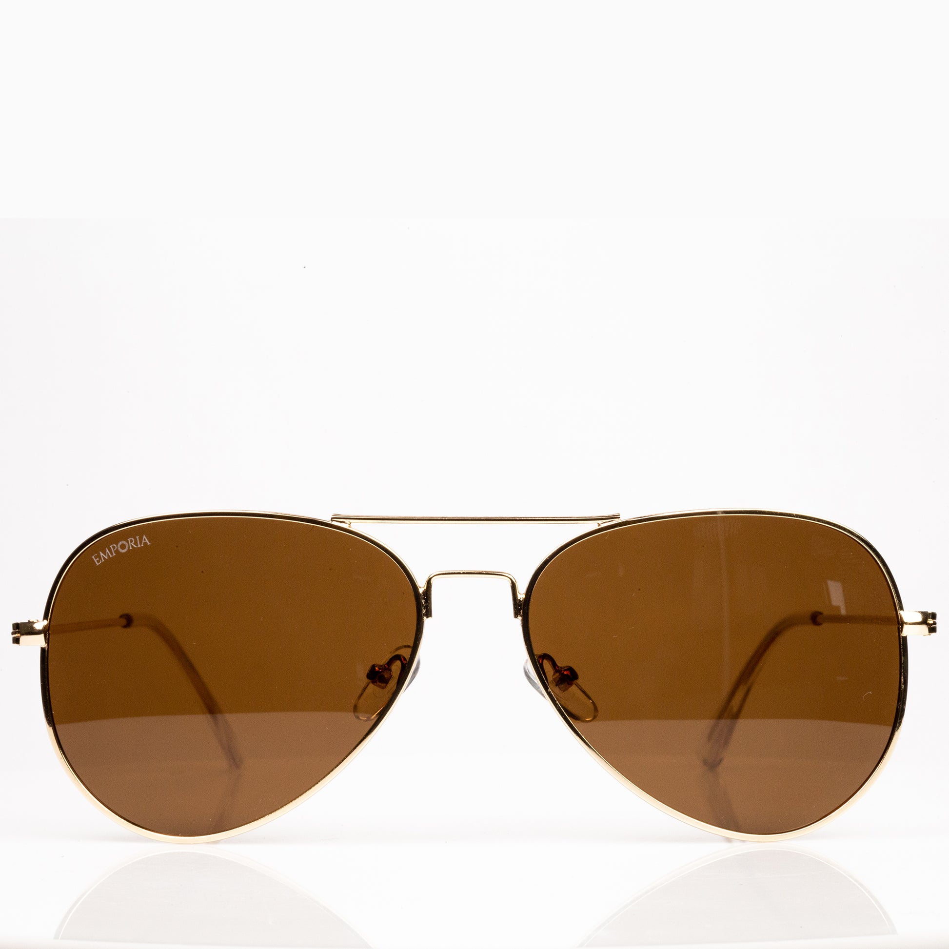 Emporia Italy - série Aviator "POUŠŤ", polarizované sluneční brýle s UV filtrem, s pevným pouzdrem a čisticím hadříkem, světle hnědé čočky, obroučky zlaté barvy 3 