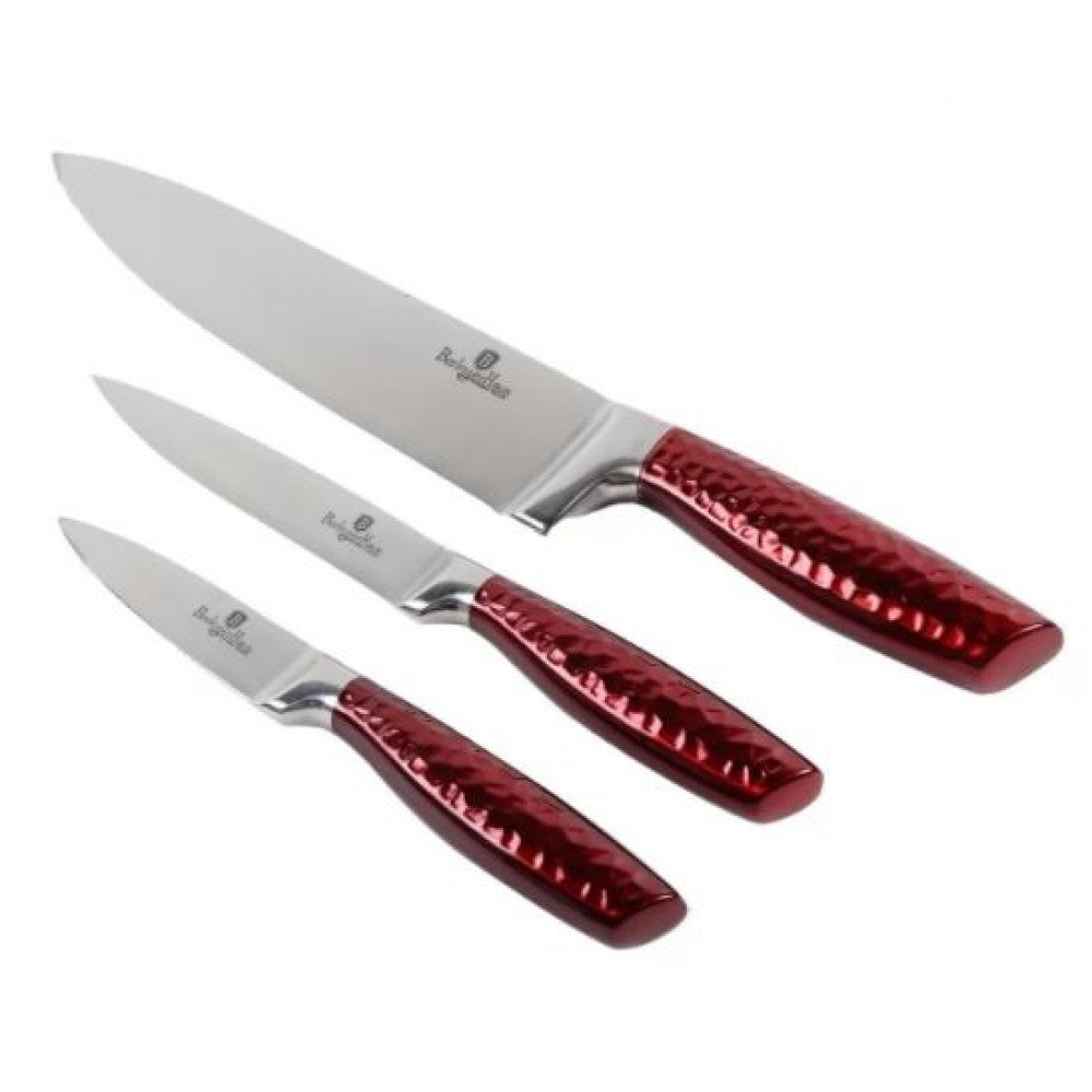 Berlinger Haus Metallic Burgundy Line 3dílná sada nožů z nerezové oceli se speciální rukojetí 1 
