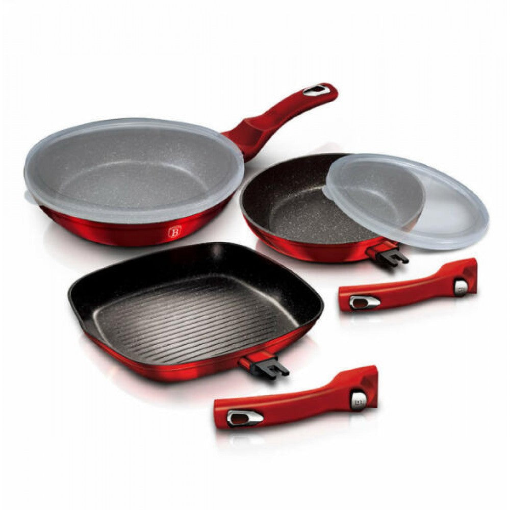 5dílná sada pánví s odnímatelnou rukojetí, edice Metallic Line Burgundy 1 