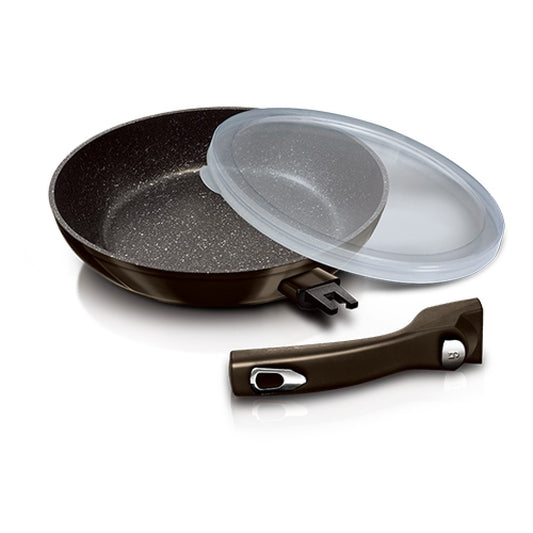 Fritovací pánev Berlinger Haus Metallic Line Shiny Black Edition s odnímatelnou rukojetí, 28 cm
