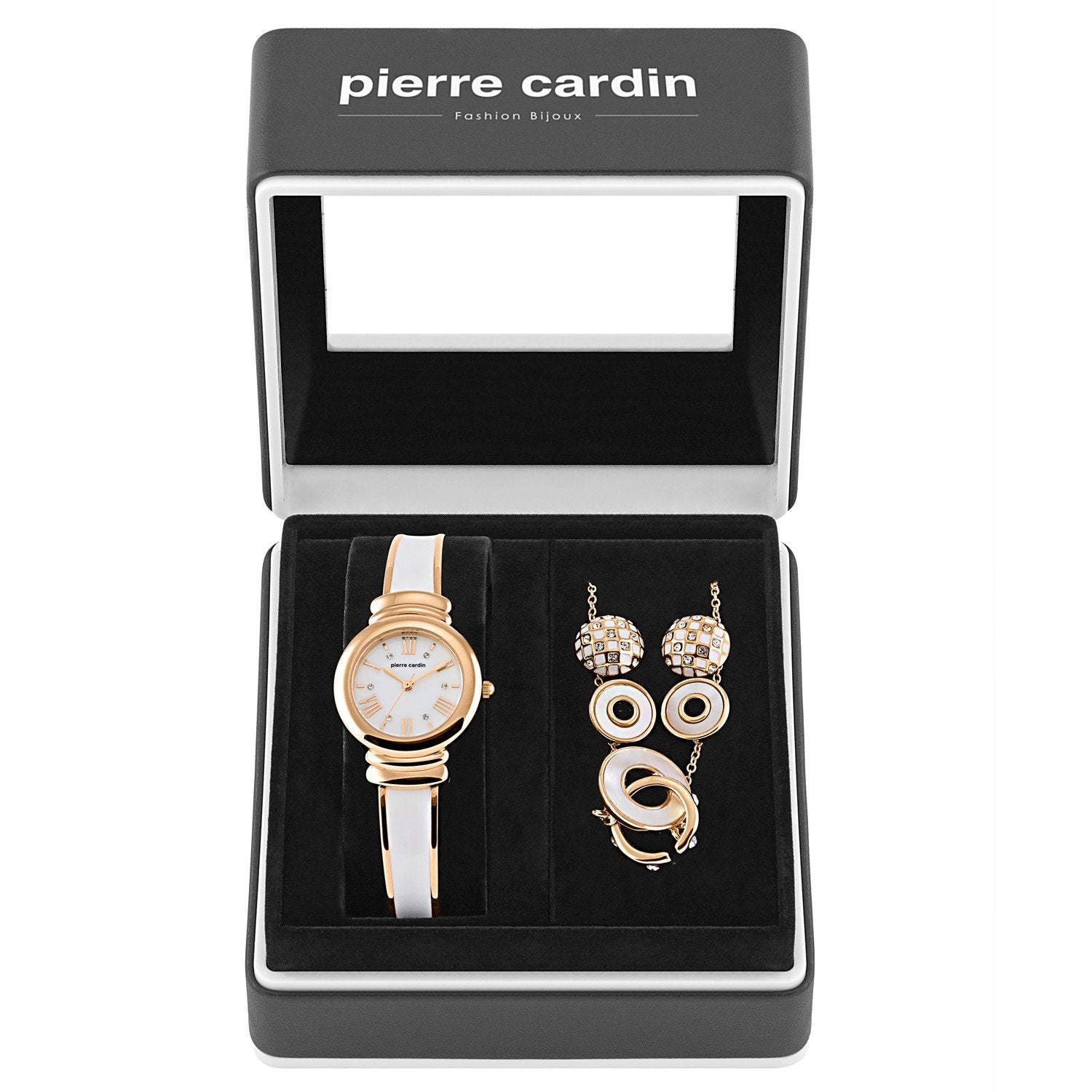 Pierre Cardin Sada Dámských Hodinek s Křišťálem s 2 páry Náušnic a Náhrdelníkem jako Dárek 2 