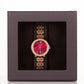 Vysoce kvalitní slitinové hodinky s mechanismem Miyota v dárkové krabičce, Rubínově Červený ciferník