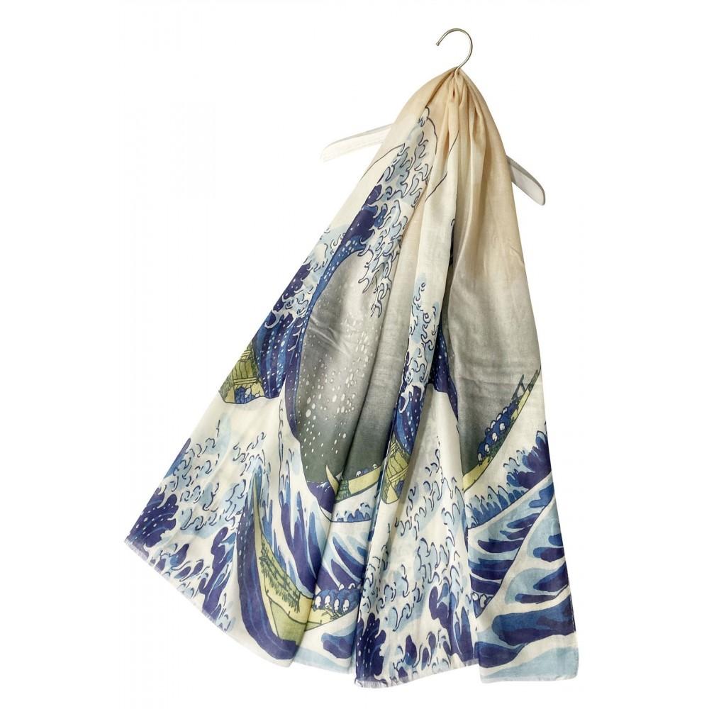 Bavlněná Šála-šátek, 70 cm x 180 cm, Hokusai - Velká vlna
