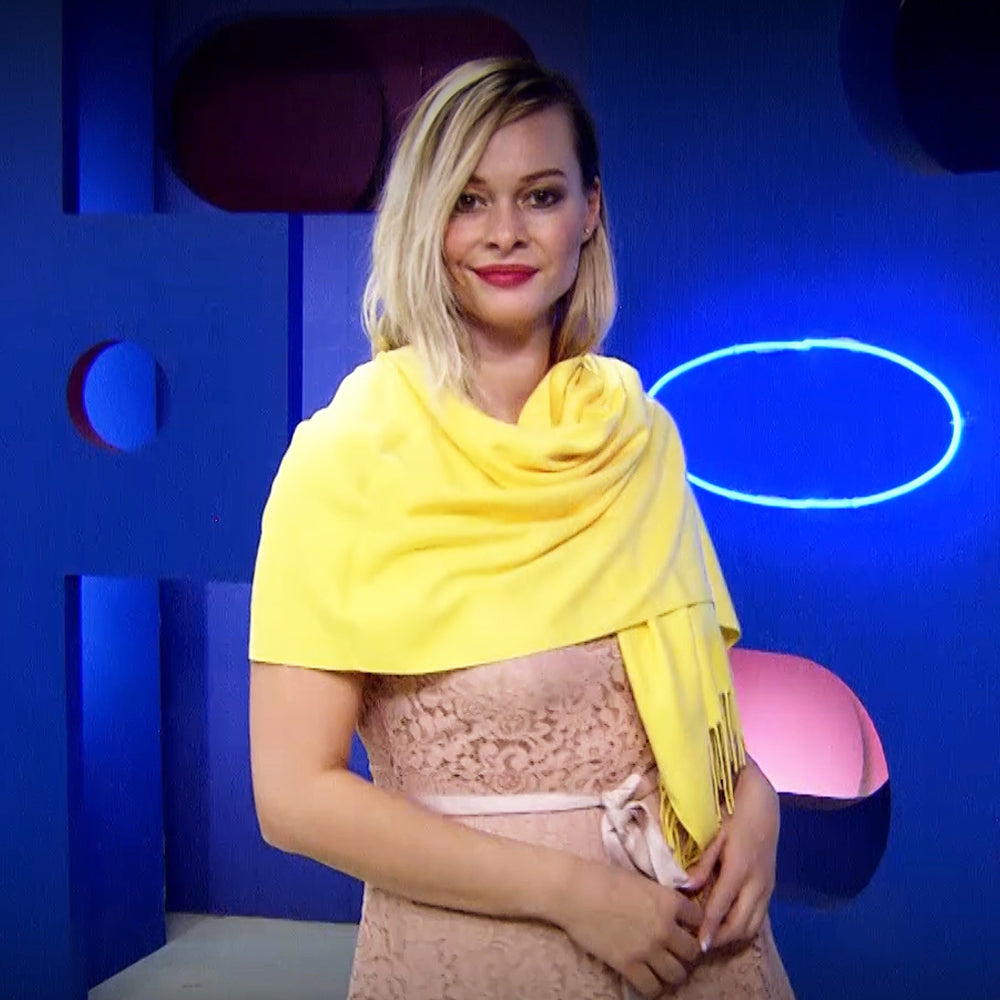 Šála-šátek ze 100% Pravého Pashmina Kašmíru, 70 cm x 180 cm, Žlutá