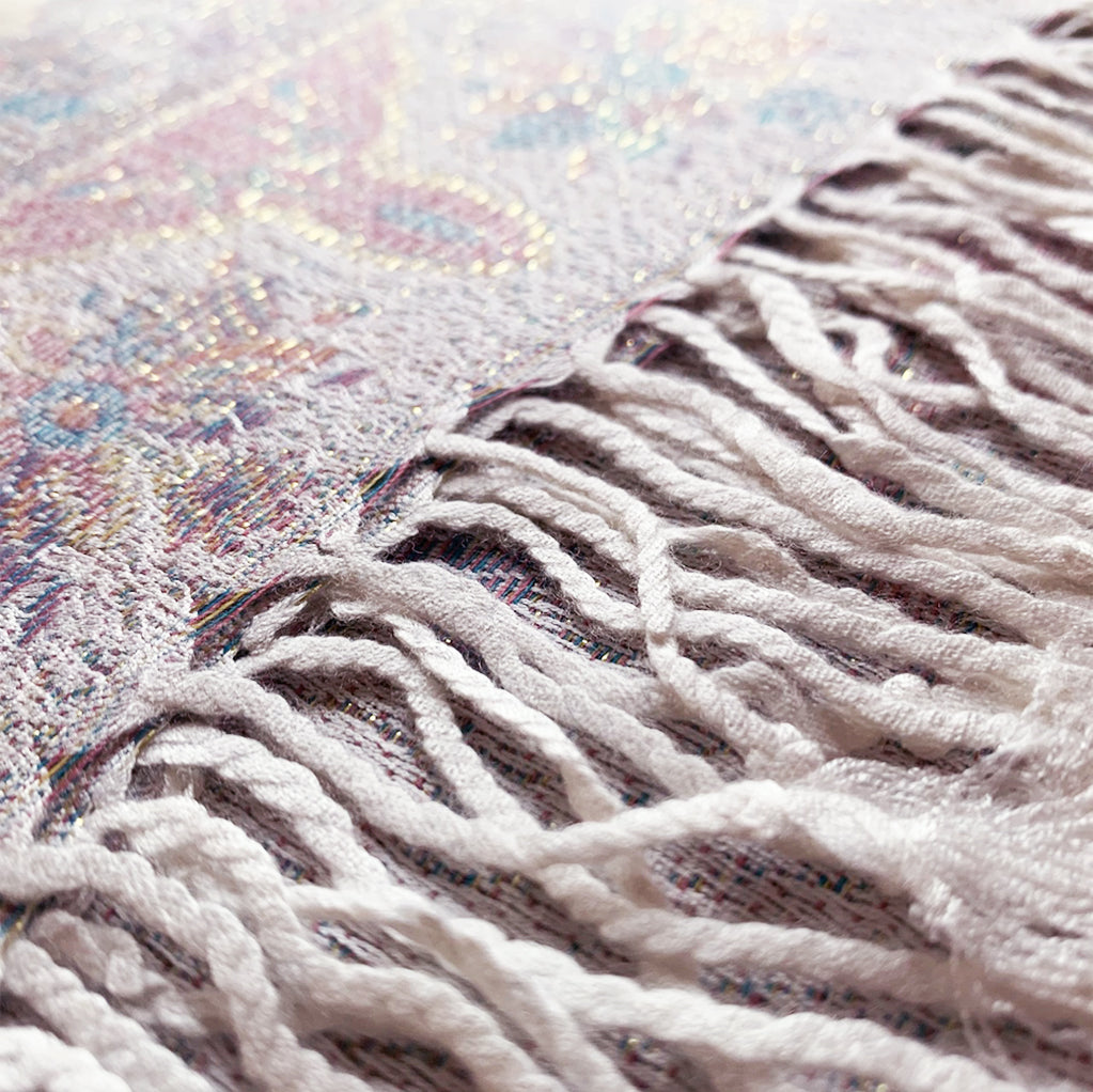 Šála-šátek ze 100% Pravého Pashmina Kašmíru, 70 cm x 180 cm, Lesklý Paisley Vzor