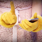 Zimní rukavice z umělé kožešiny, kompatibilní s dotykovou obrazovkou, Hořčičné