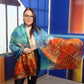 Šála-šátek ze 100% Pravého Hedvábí, 90 cm x 180 cm, vzor Západ Slunce