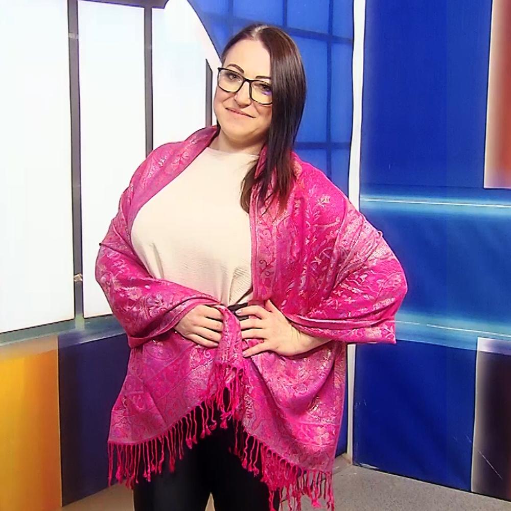 Šála-šátek ze 100% Pravého Pashmina Kašmíru, 70 cm x 180 cm, Lesklá fuchsiová růžová