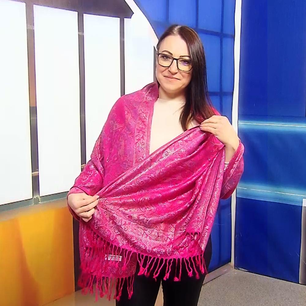 Šála-šátek ze 100% Pravého Pashmina Kašmíru, 70 cm x 180 cm, Lesklá fuchsiová růžová 1 