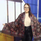 Šála-šátek ze 100% Pravého Pashmina Kašmíru, 70 cm x 170 cm, Lesklá černá s motýlím vzorem