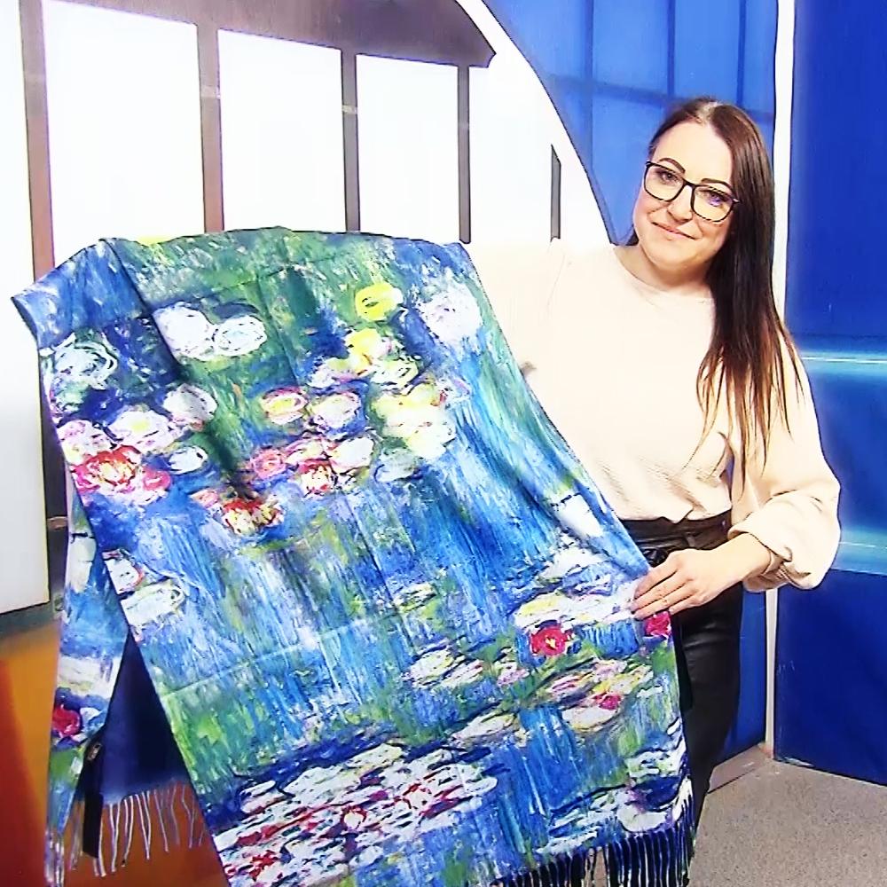 Vlněná šála-šátek, 70 cm x 180 cm, Monet-Water Lilies Painting 2 
