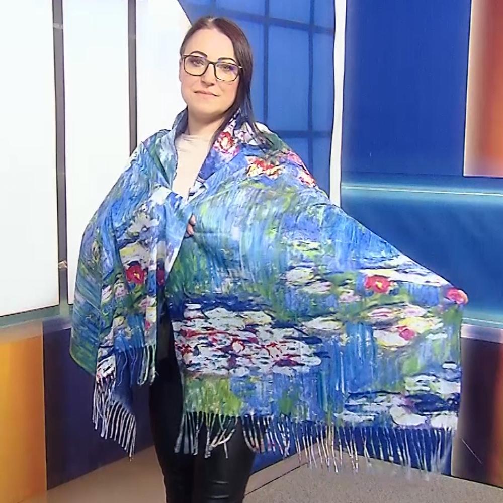 Vlněná šála-šátek, 70 cm x 180 cm, Monet-Water Lilies Painting 3 