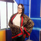 Šála-šátek 90 cm x 180 cm, Leopardí vzor se zelenými a červenými okraji
