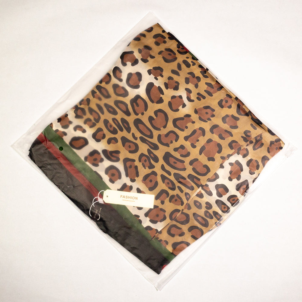 100% Hedvábná Šála, 90 cm x 180 cm, Leopardí Vzor 7 
