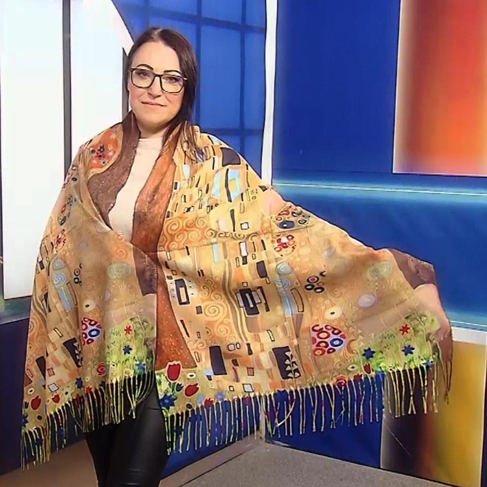Vlněná šála-šátek, 70 cm x 180 cm, Klimt - The Kiss