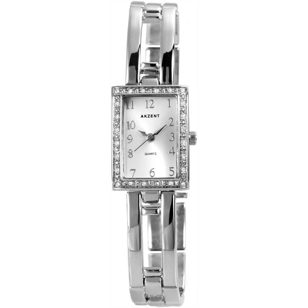 Akzent dámské hodinky s kovovým řemínkem, stříbrná barva, vysoce kvalitní křemenný mechanismus, ciferník stříbrné barvy