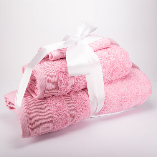 3+3+1 Dárková Sada Nadrozměrných Ručníků ze 100% Mikrobavlny, 500 GSM, Pastelově Růžová