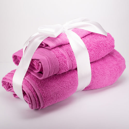 3+3+1 Dárková Sada Nadrozměrných Ručníků ze 100% Mikrobavlny, 500 GSM, Fuchsiově Růžová