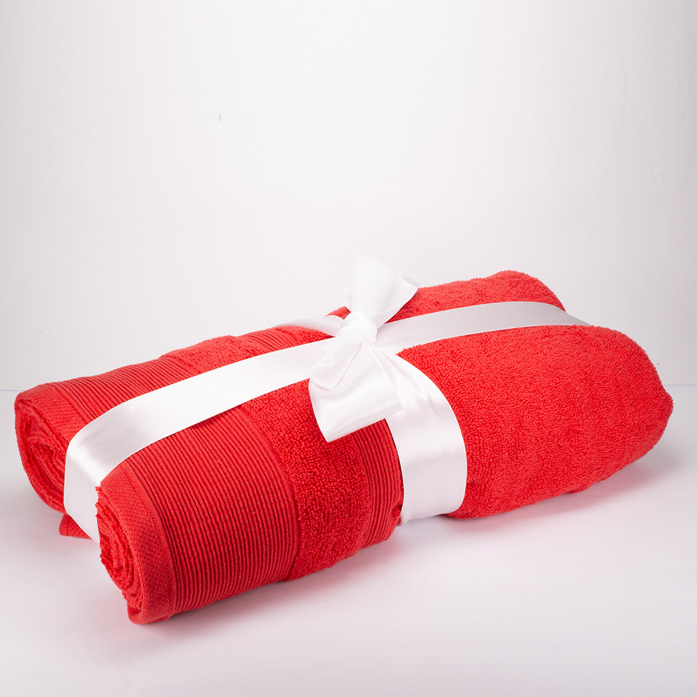 3+3+1 Dárková Sada Nadrozměrných Ručníků ze 100% Mikrobavlny, 500 GSM, Rubínově Červená 12 