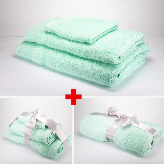 3+3+1 Dárková Sada Nadrozměrných Ručníků ze 100% Mikrobavlny, 500 GSM, Mátově Růžová