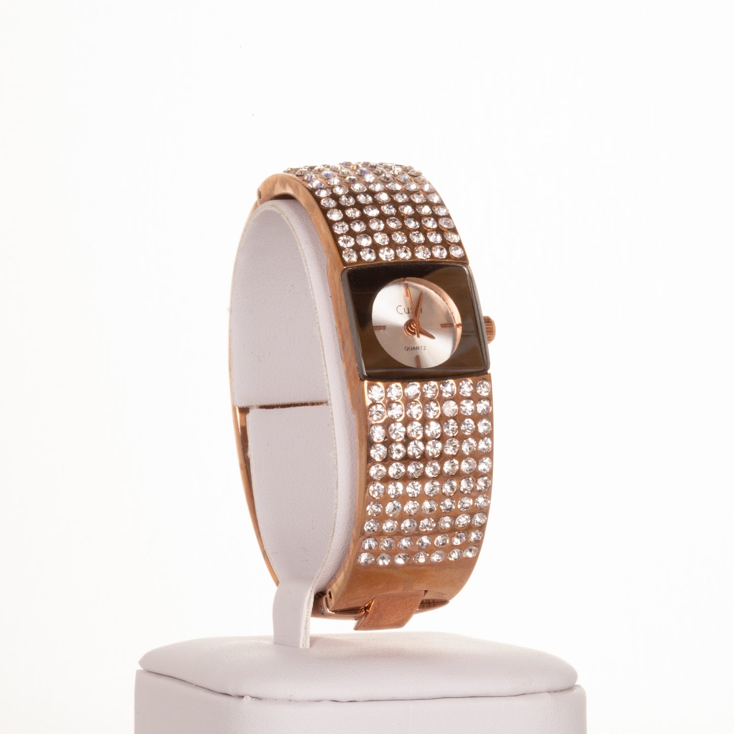 CUSSI dámské hodinky v barvě růžového zlata se 7 řadami krystalů křemene