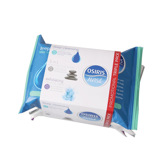 3 balení do Hloubky čistících, Exfoliačních Ubrousků na obličej - 2x25 a 1x20 ks