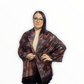 Šála-šátek ze 100% Pravého Pashmina Kašmíru, 70 cm x 170 cm, Lesklá černá s motýlím vzorem