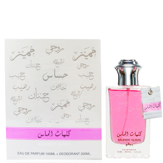 100 ml Eau de Parfume Kalemat Almas + 200 ml Deo Dárkový set Ovocně-Květinová Vůně pro Ženy