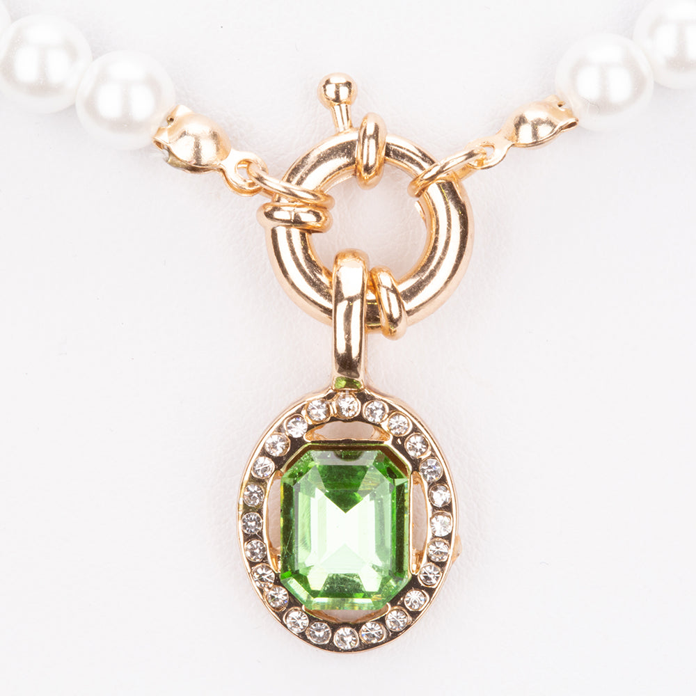 Sada pozlaceného korálkového náhrdelníku se 3 vyměnitelnými přívěsky s červeným/modrým/zeleným krystalem Emporia®
