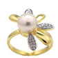 Pozlacený Stříbrný Prsten se Sladkovodní Valentýnskou Růžovou Perlou a Bílým Zirkonem