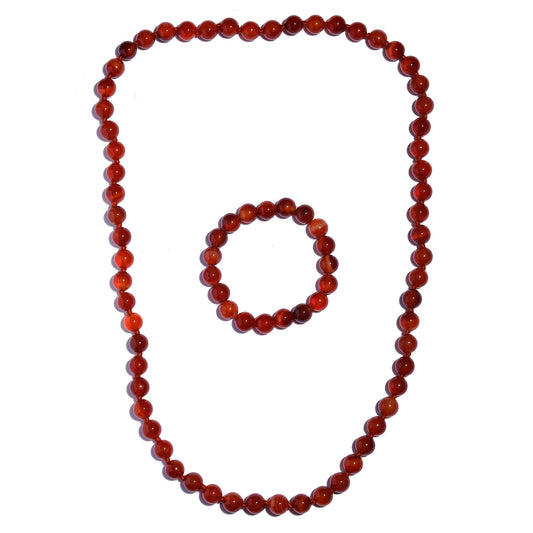 Korále Sada s Červeným Onyxem ( Náhrdelník+Náramek )