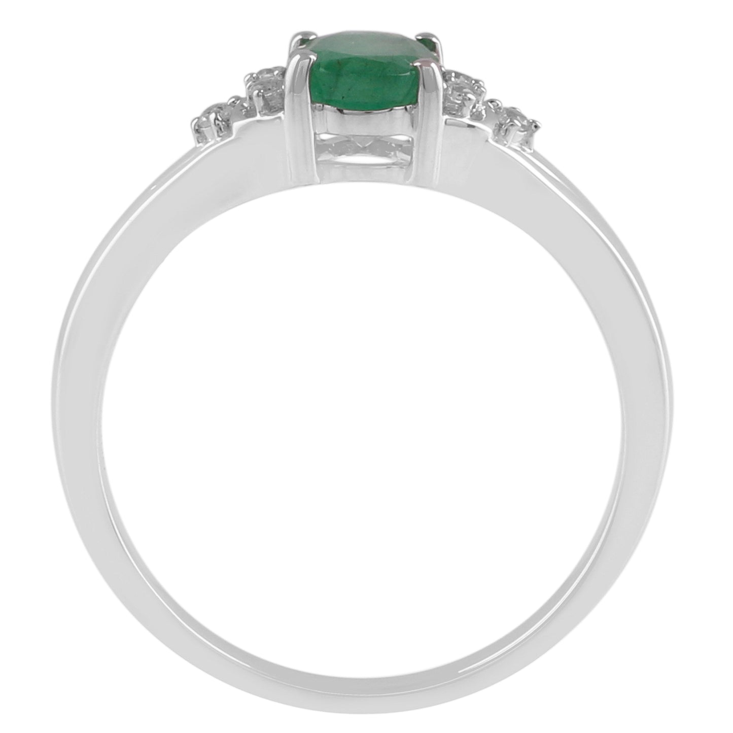 Stříbrný Prsten se Smaragdem a Bílým Zirkonem