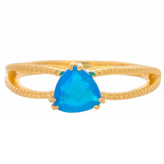 Pozlacený Stříbrný Prsten s Modrým Paraiba Opálem