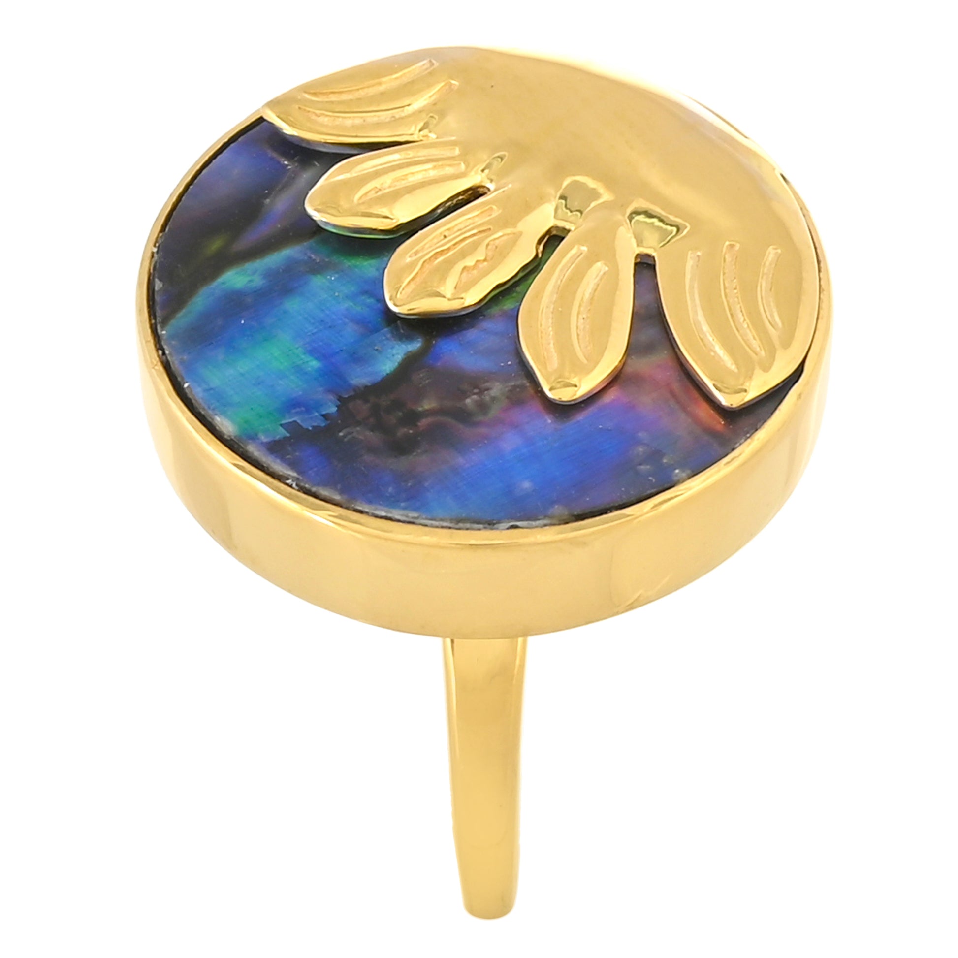 Pozlacený Stříbrný Prsten s Mušlí Abalone 3 