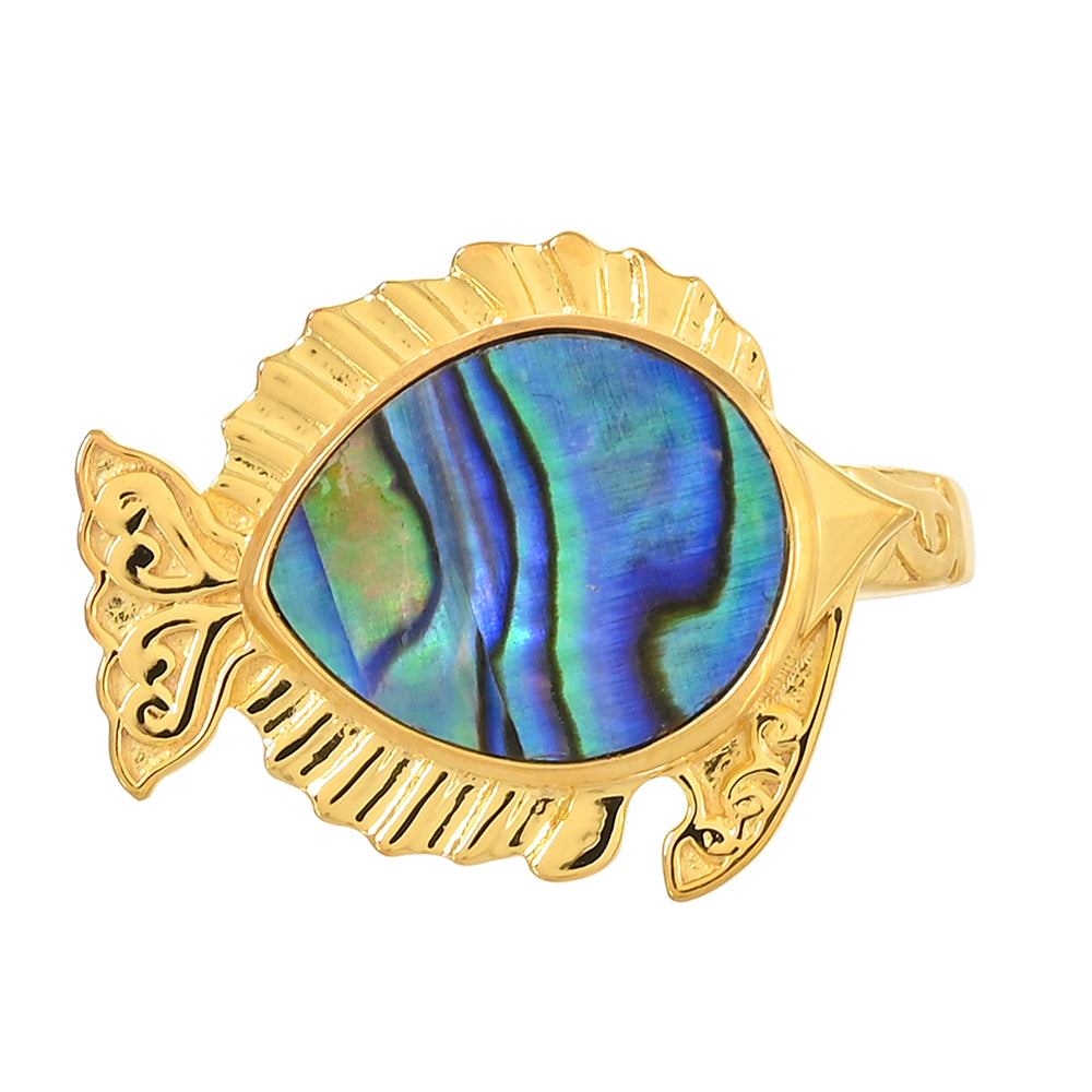 Pozlacený Stříbrný Prsten s Mušlí Abalone 1 