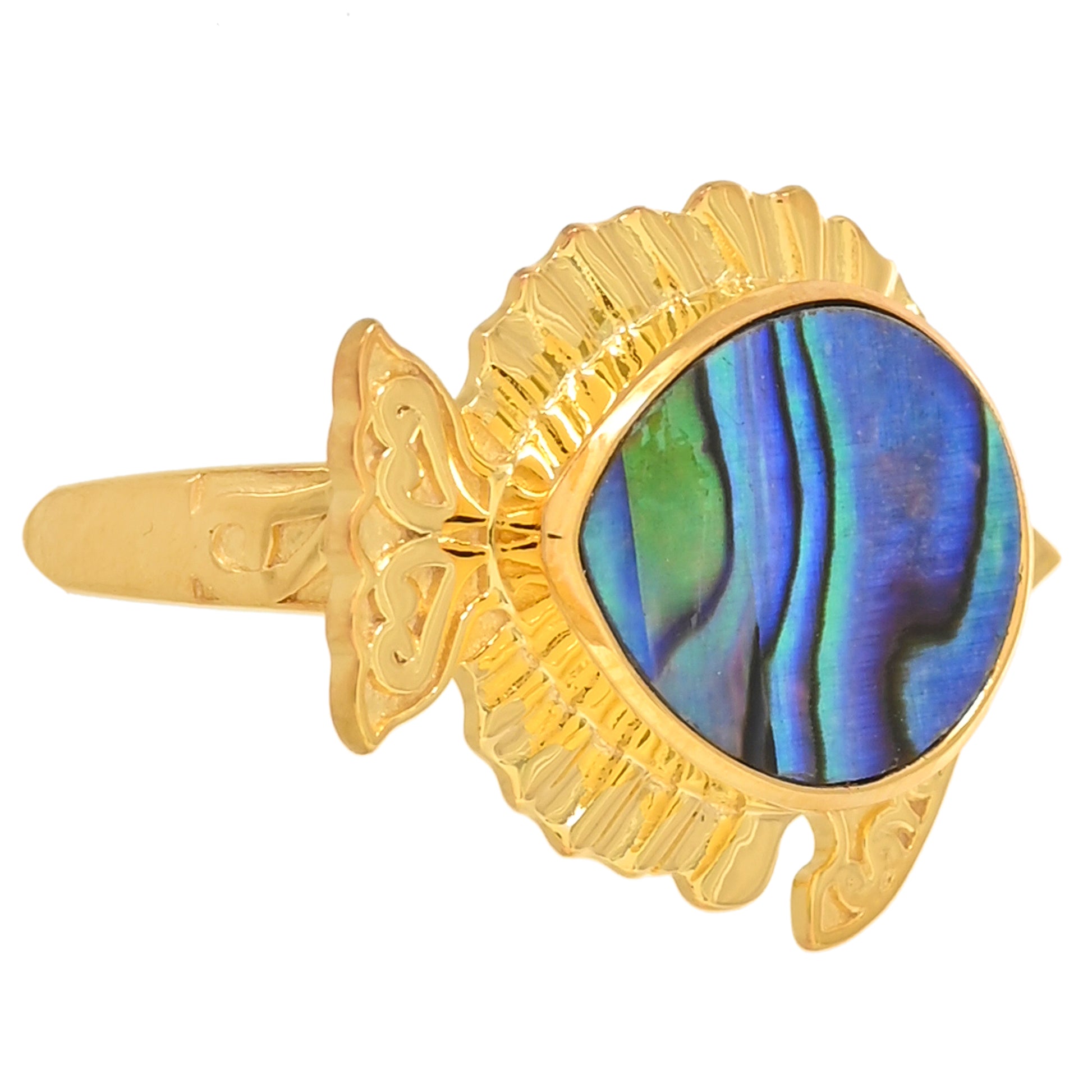 Pozlacený Stříbrný Prsten s Mušlí Abalone 2 