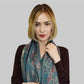 Šála-šátek ze 100% Pravého Pashmina Kašmíru, 70 cm x 180 cm, Zelenomodrá