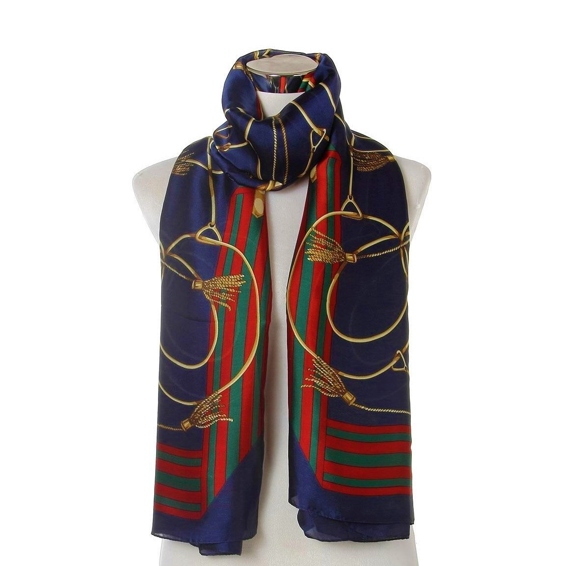 Šála-šátek ze 100% Pravého Hedvábí, 90 cm x 180 cm, Námořnická modrá