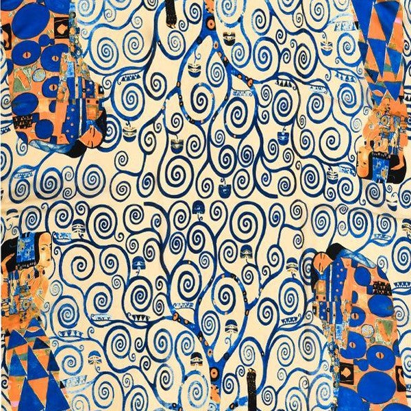 100% Hedvábná Šála, 90 cm x 180 cm, Klimtův Impresionistický Strom Života 6 