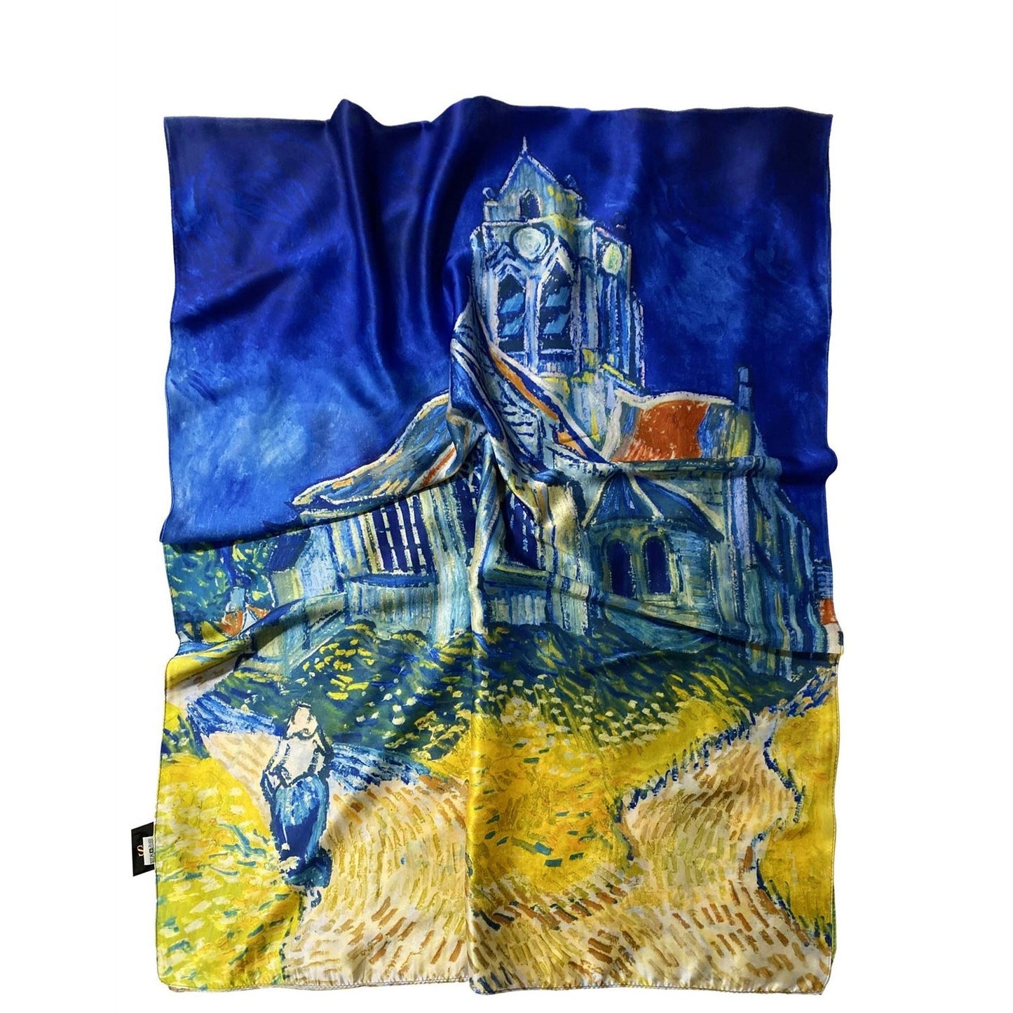 Hedvábná Šála-šátek, 70 cm x 180 cm, Van Gogh - The Church At Auvers