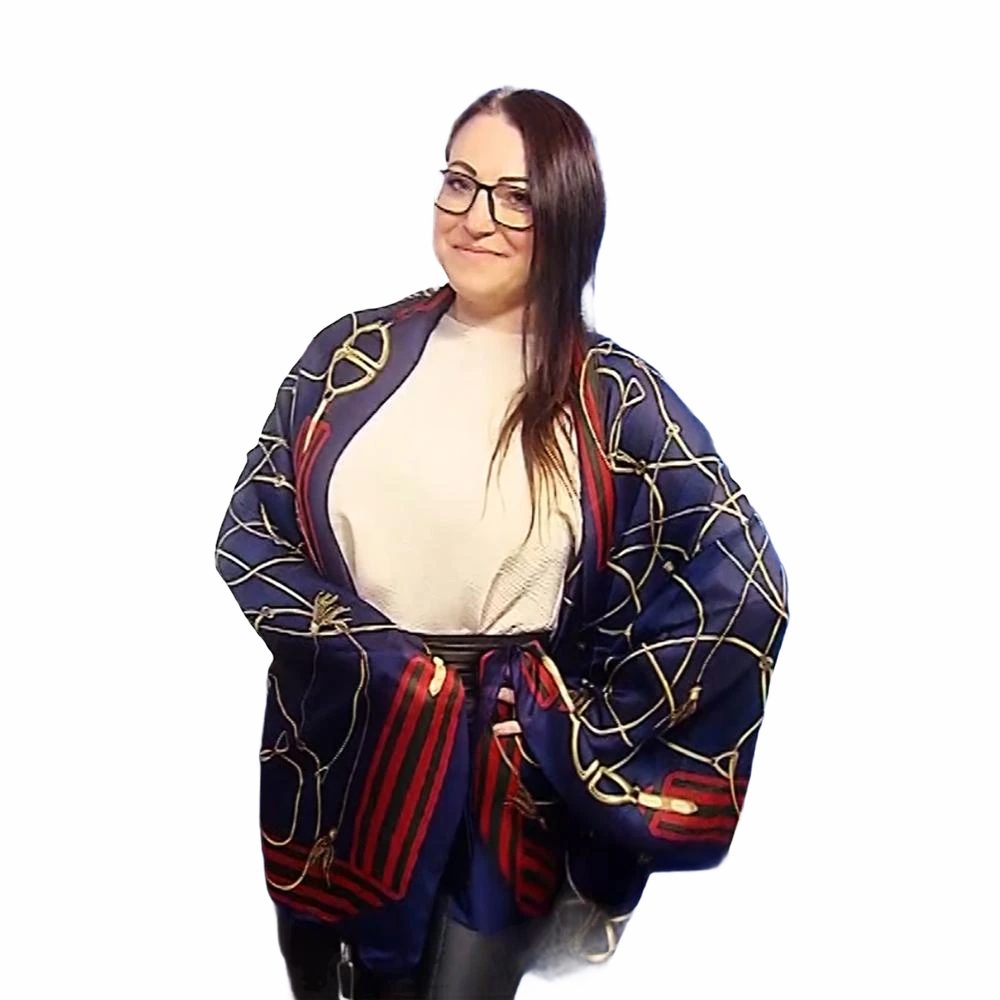 Šála-šátek ze 100% Pravého Hedvábí, 90 cm x 180 cm, Námořnická modrá 1 