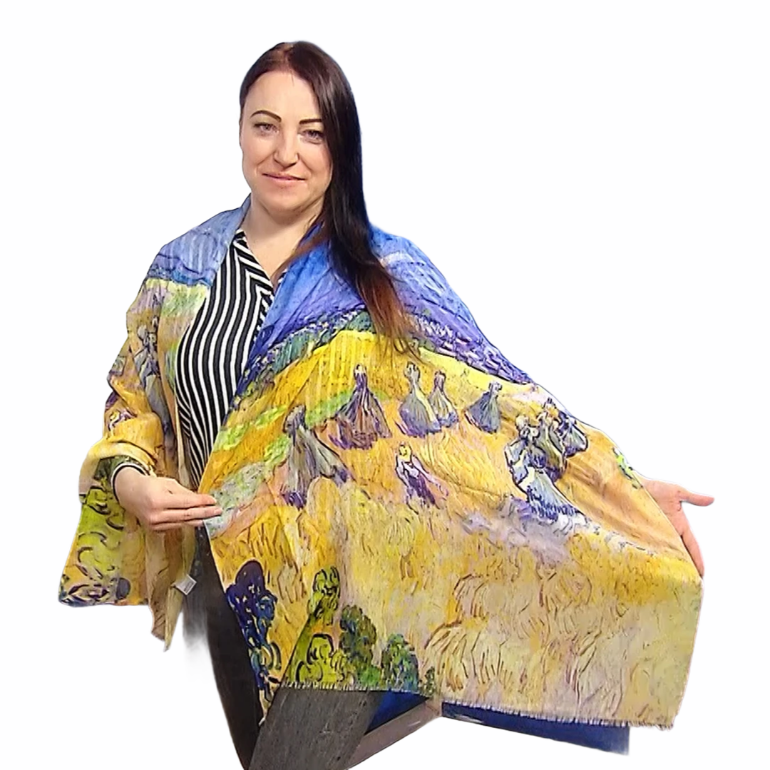 Bavlněná Šála-šátek, 70 cm x 180 cm, Van Gogh - Kupky sena 1 