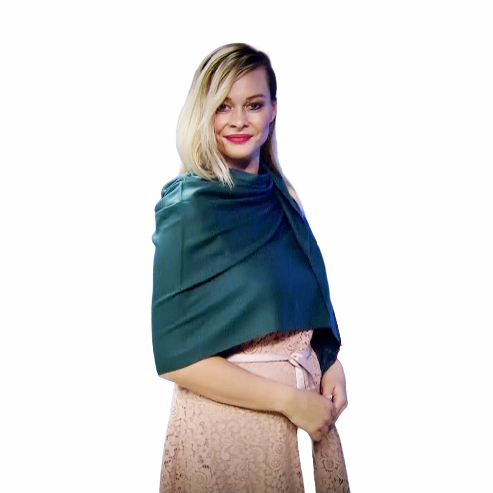 Šála-šátek ze 100% Pravého Pashmina Kašmíru, 70 cm x 180 cm, Smaradgově zelená 1 