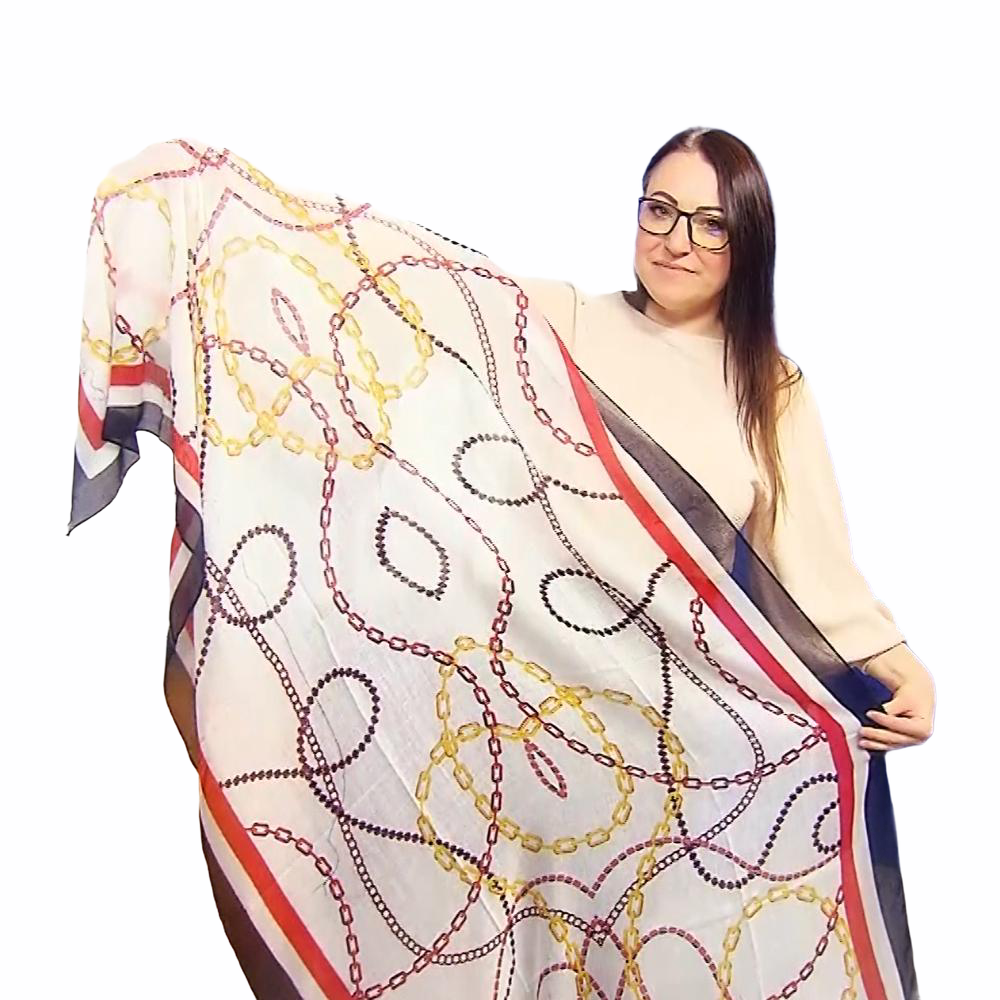 Bavlněná Šála-šátek, 90 cm x 180 cm, Motiv řetězu 1 