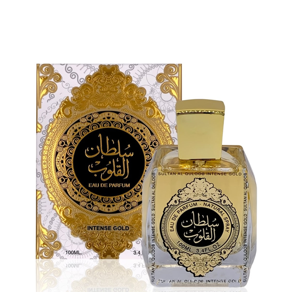 100 ml Eau de Parfume Sultan Al Quloob Intense Gold Kořeněná Dřevitá Vůně pro Muže a Ženy